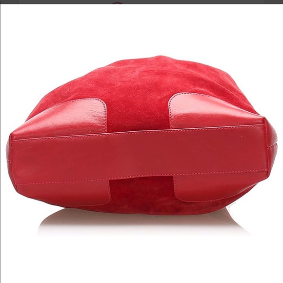 Burberry Red Suede Bucket Bag - Picture 4 of 6